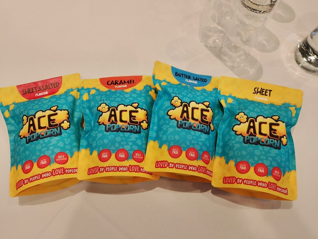 ACE Popcorn flavours on a table