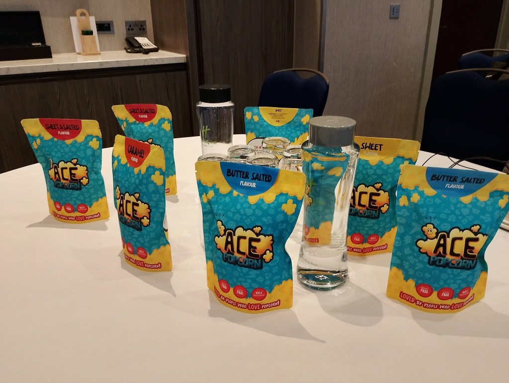 ACE Popcorn flavours on a table 2